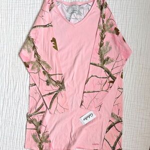 Cabela’s Pink Camo Sleep Shirt Women’s 2XL Real Tree Cotton Pajama Top NWT